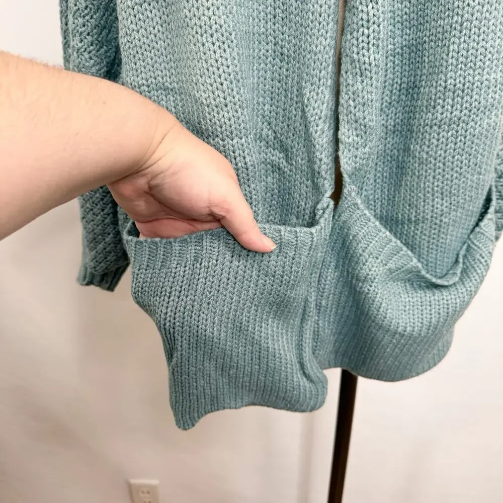 NWT Davi & Dani Dolman Sleeve Knit Pattern Cardigan Blue Casual Boho Size 3XL